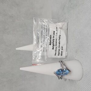 Aquamarine and Cubic Zirconia Ring